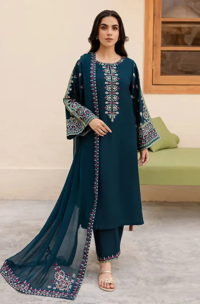 Winter 3PC Dhanak Embroidered Suit - kp33113