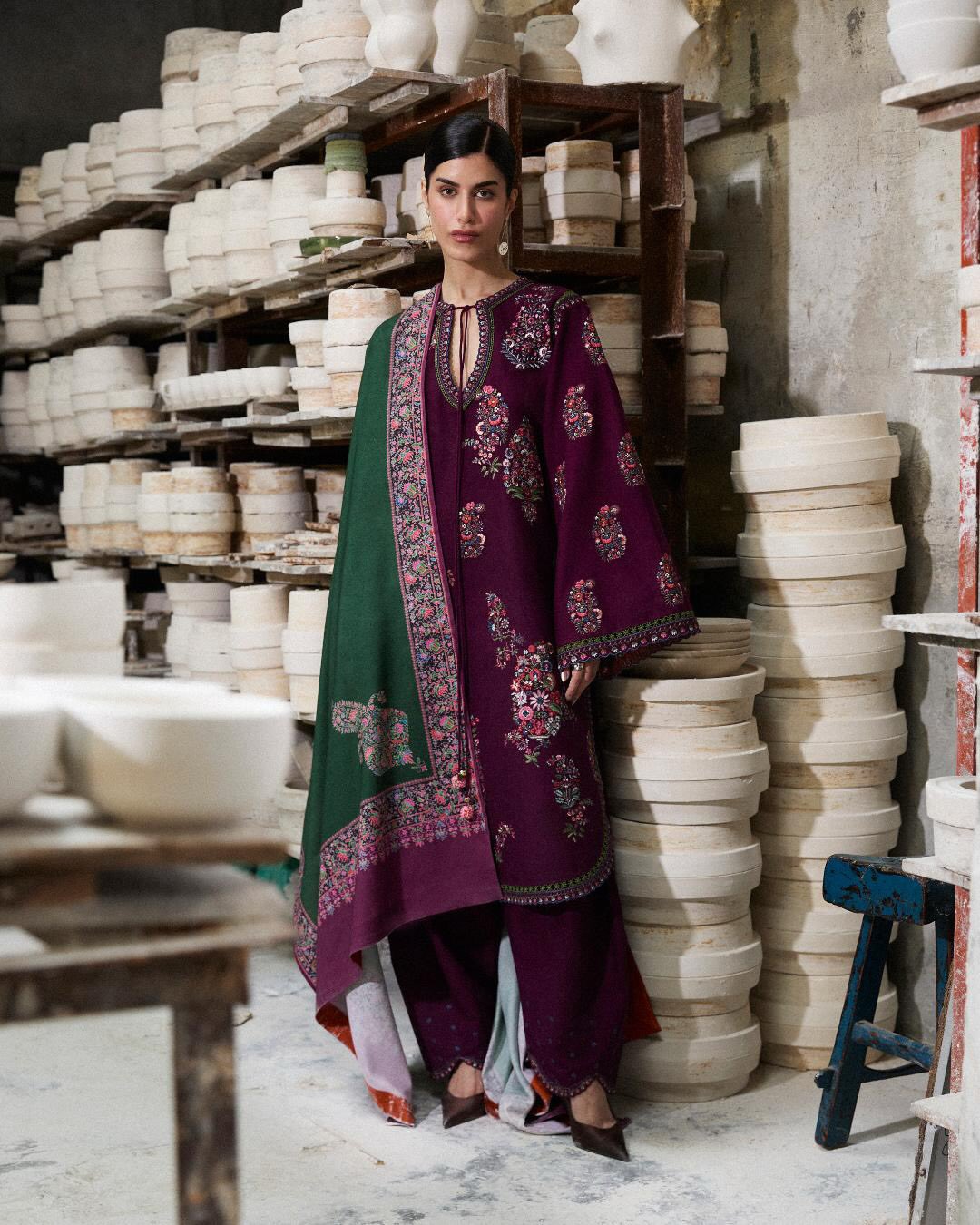Winter 3PC Dhanak Embroidered Suit - kp33153