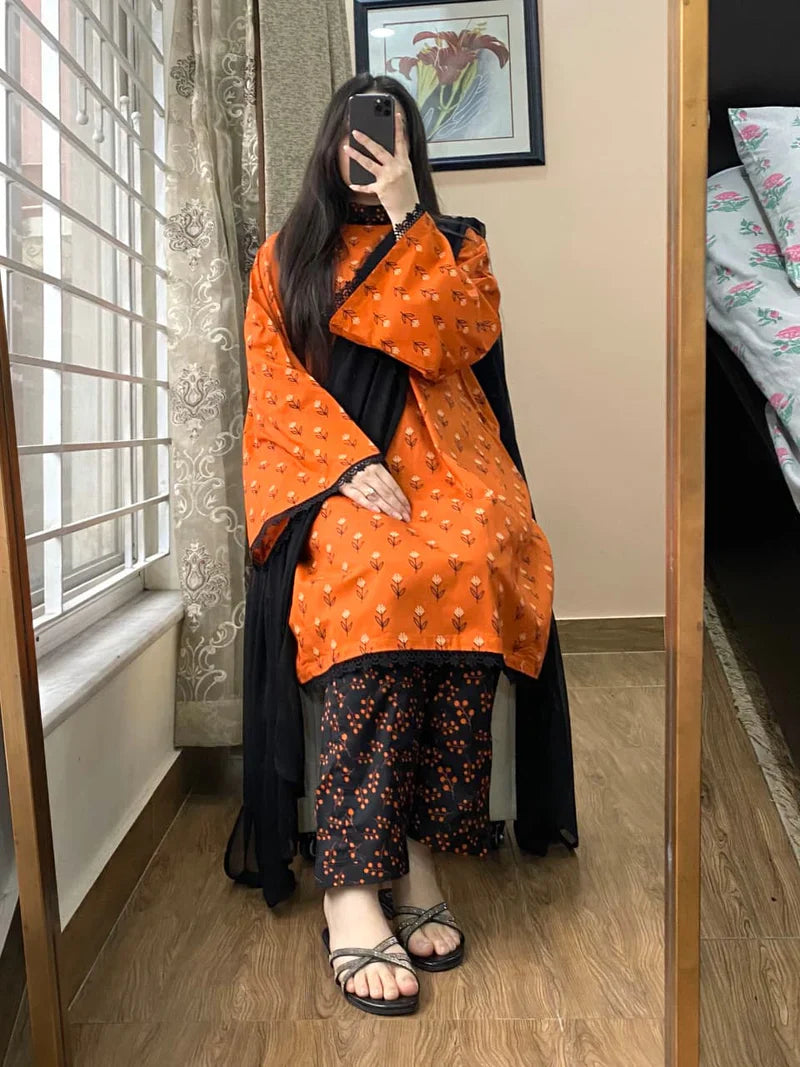 Summer 3PC Lawn Digital Print Dress - KP1147