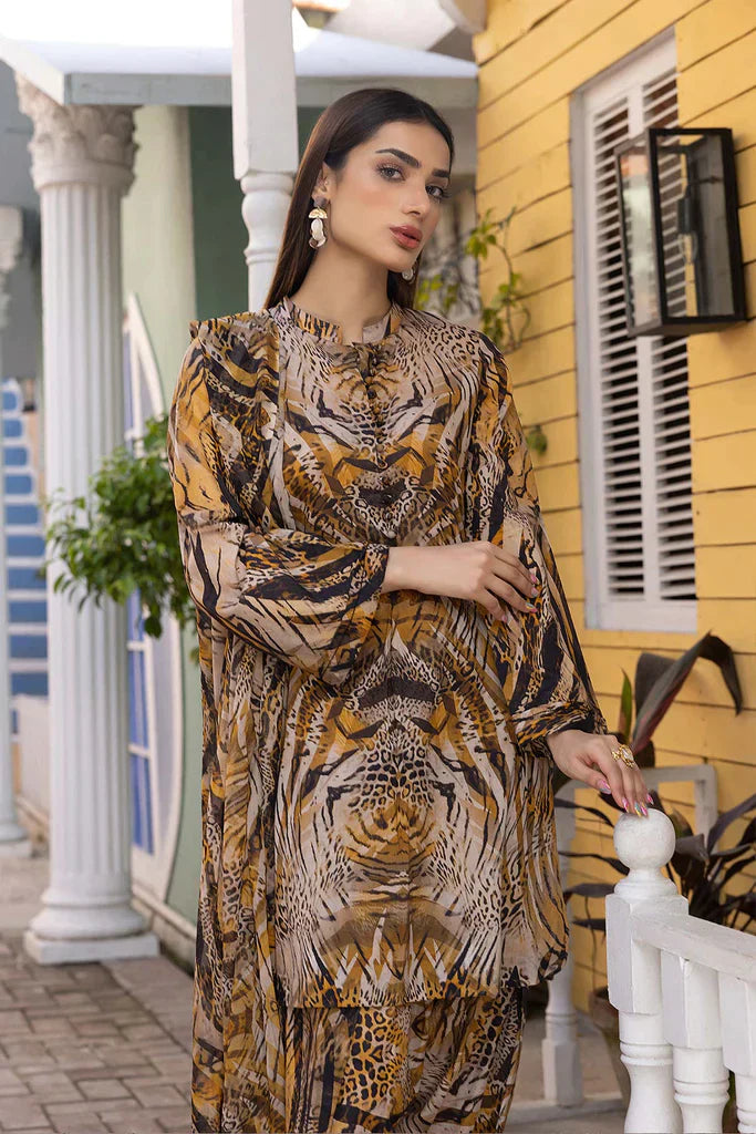 KP708-3Pc Digital Printed Lawn Shirt With Printed Lawn Trouser and Chiffon Dupatta