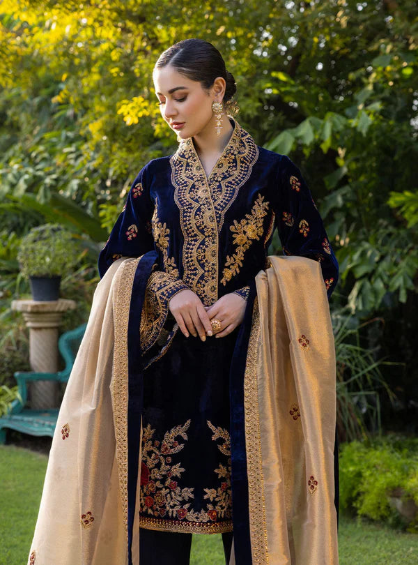 Winter Embroidered Velvet 3piece suit - KP3357