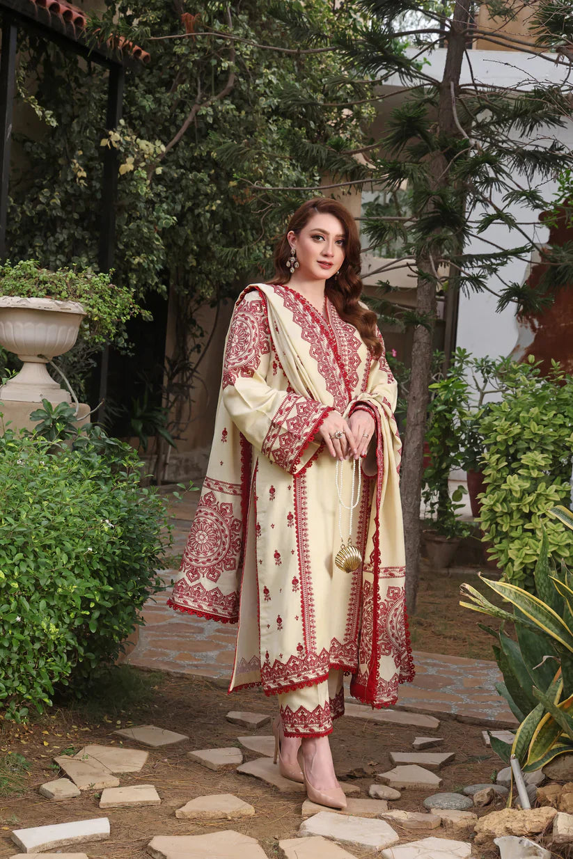Winter 3PC Dhanak Embroidered Suit - kp3383
