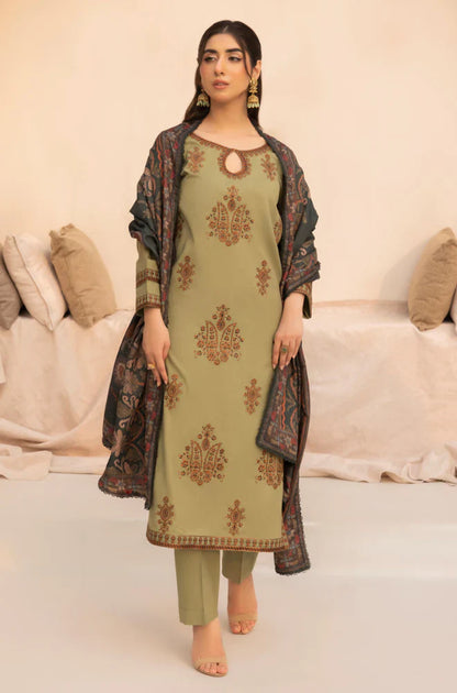 Winter 3PC Dhanak Embroidered Suit - kp3360