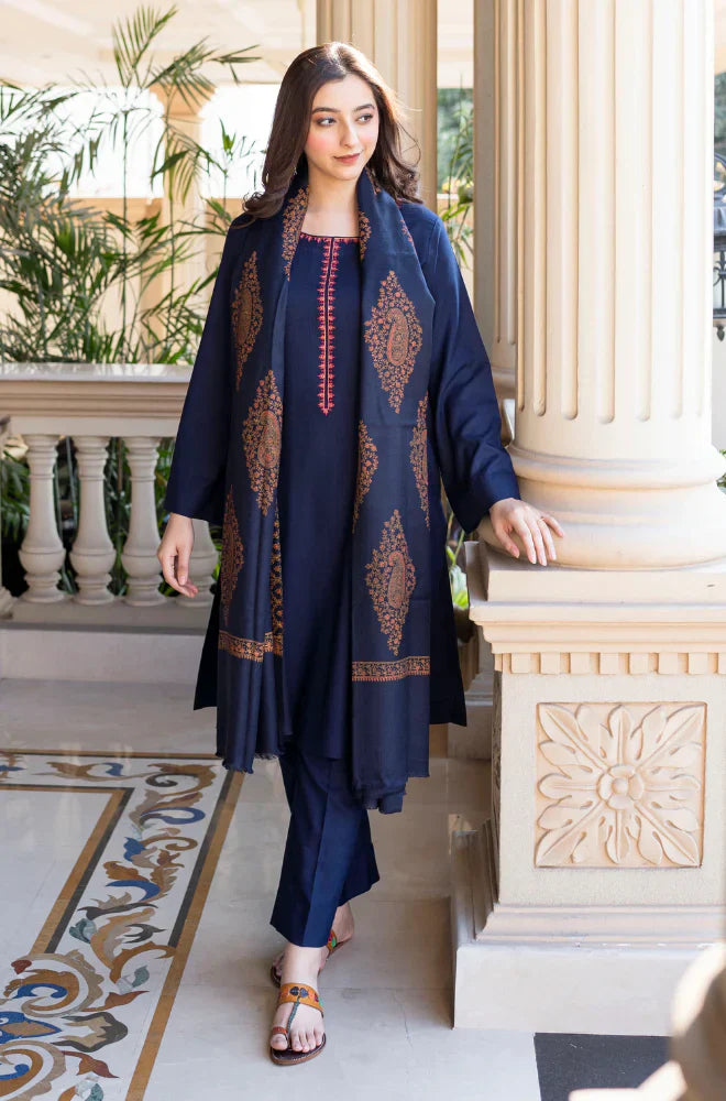 Winter 3PC Dhanak Embroidered Suit - kp3353