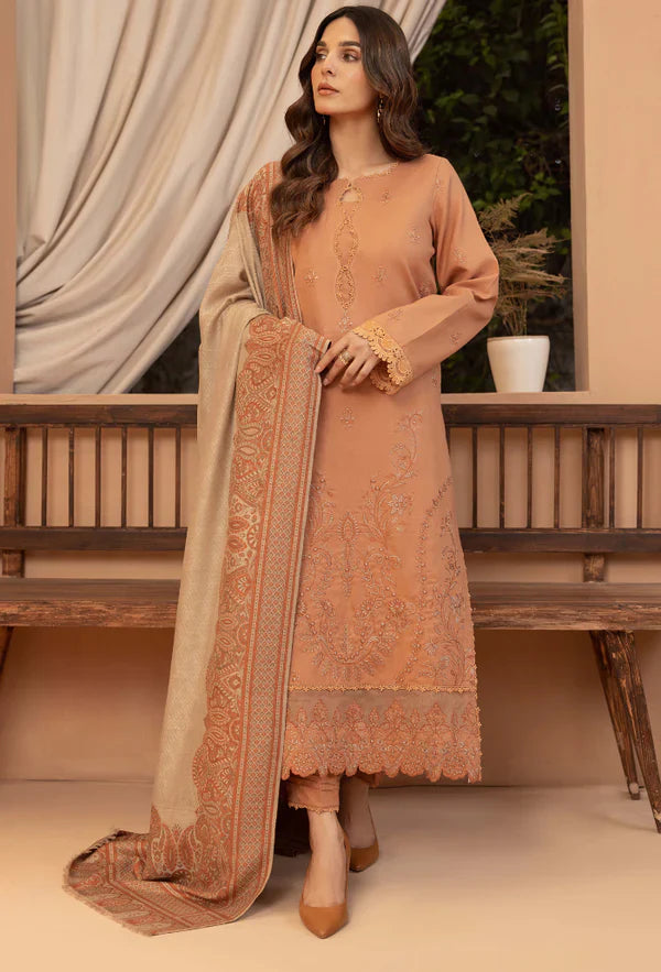 Winter 3PC Dhanak Embroidered Suit - kp3398