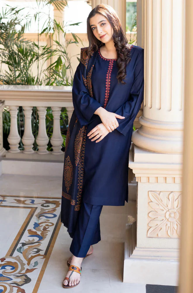 Winter 3PC Dhanak Embroidered Suit - kp3353
