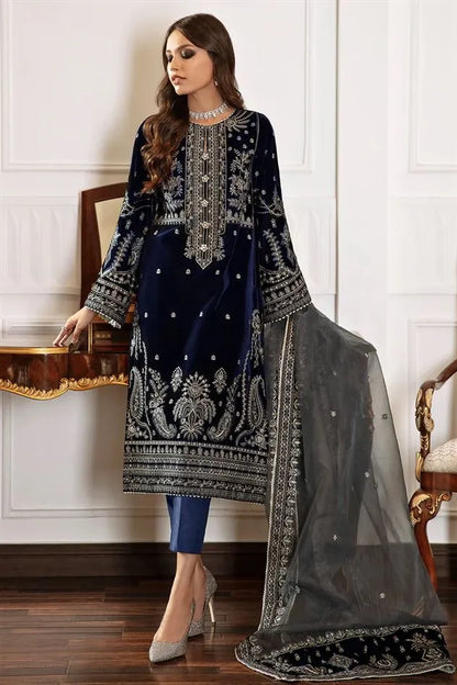 Winter 3PC Velvet Embroidered Suit - kp3325