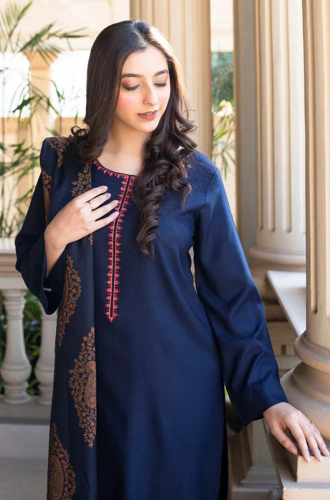 Winter 3PC Dhanak Embroidered Suit - kp3353