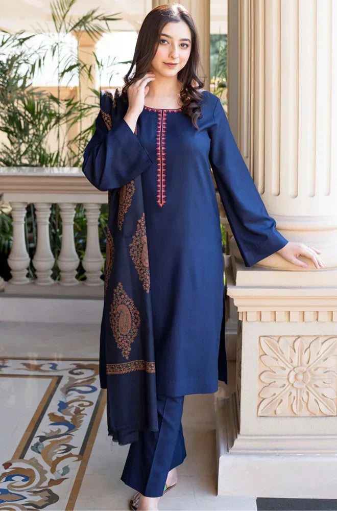 Winter 3PC Dhanak Embroidered Suit - kp3353