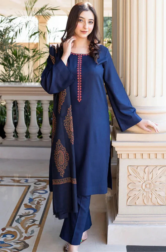 Winter 3PC Dhanak Embroidered Suit - kp3353
