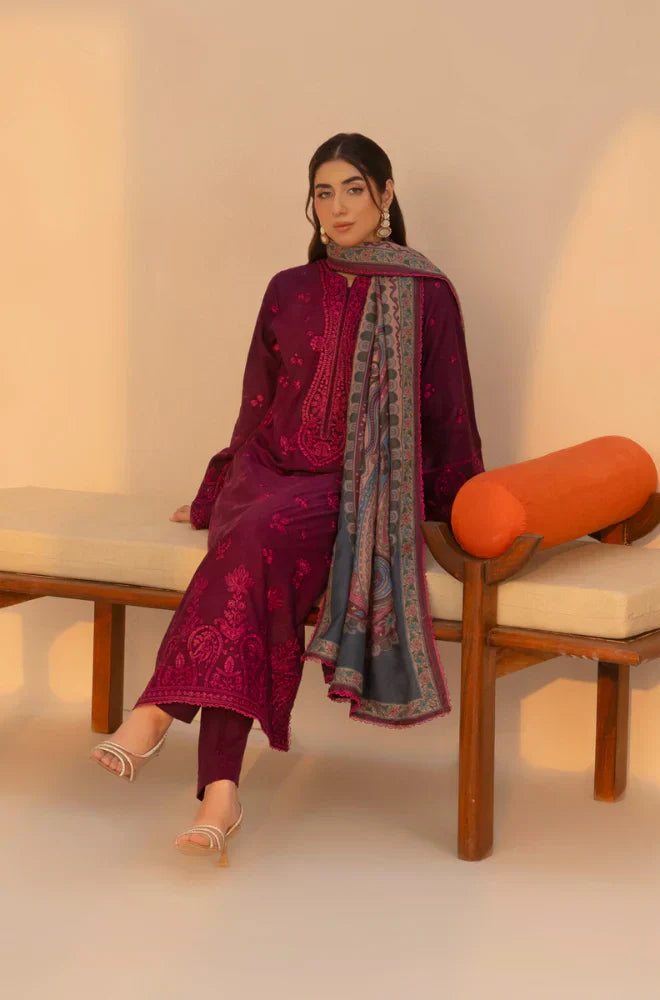 Winter 3PC Dhanak Embroidered Suit - kp3381