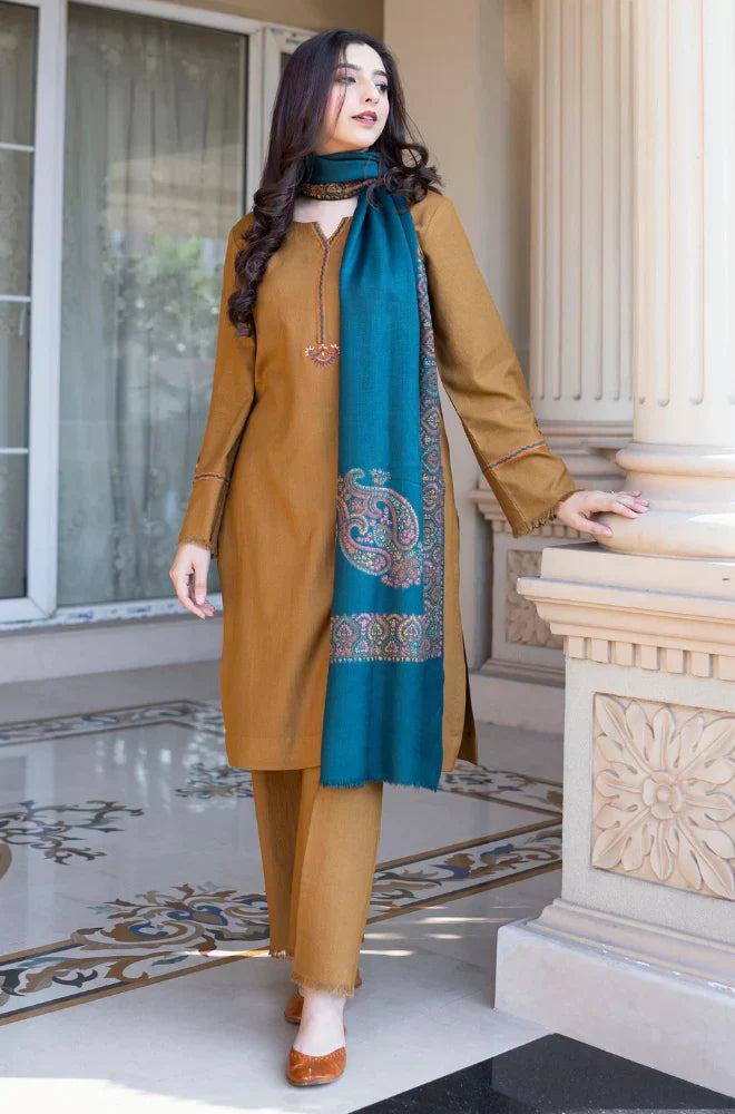 Winter 3PC Dhanak Embroidered Suit - KP3354