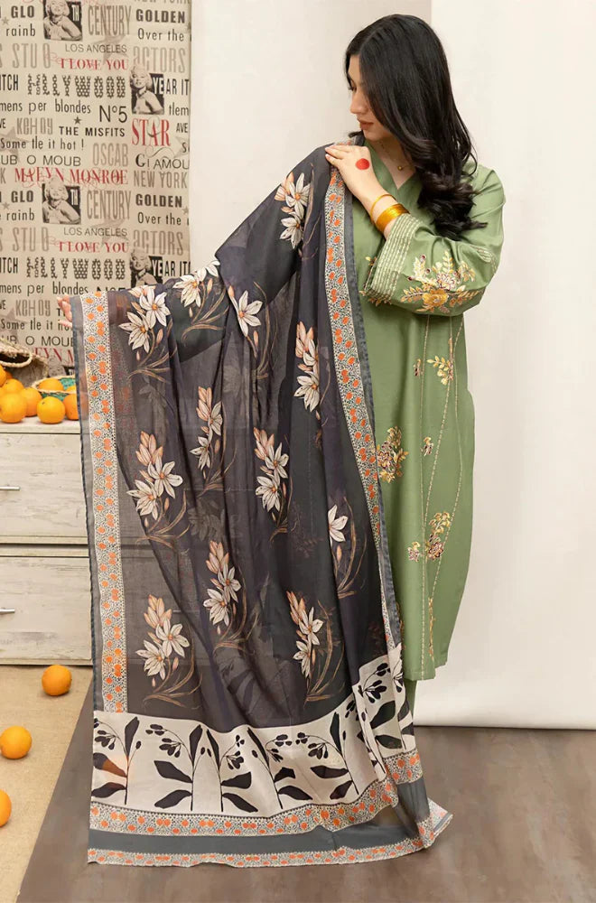 Winter 3PC Dhanak Embroidered Suit - kp3350