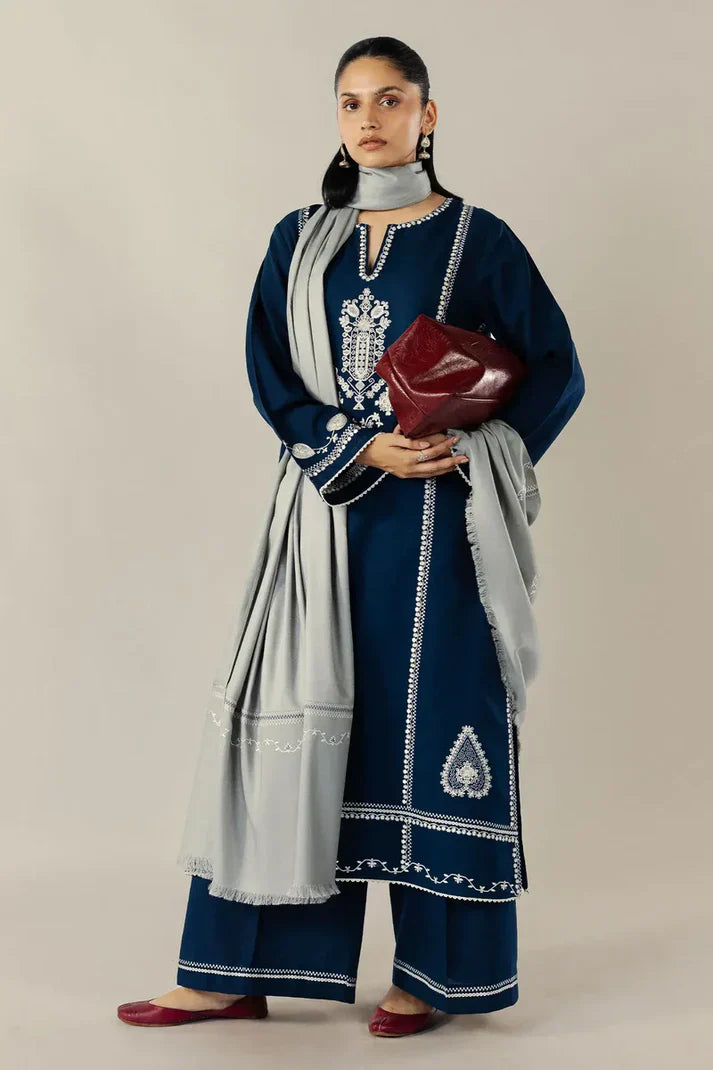 Winter   3PC Dhanak Embroidered Suit - kp33122