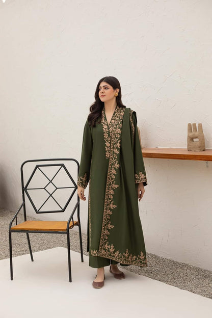 Winter 3PC Dhanak Embroidered Suit - kp3340