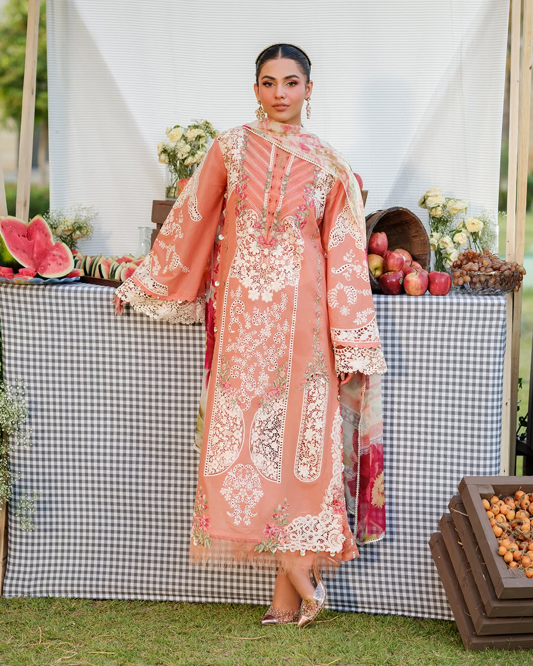 Summer 3PC Lawn Chikenkari Embroidered Shirt - KP1126