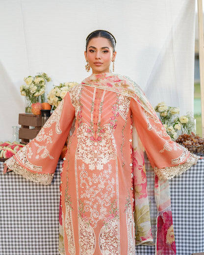 Summer 3PC Lawn Chikenkari Embroidered Shirt - KP1126