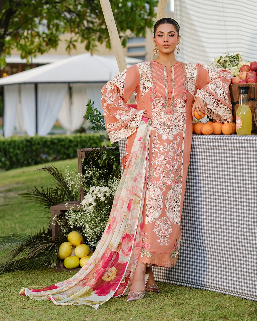 Summer 3PC Lawn Chikenkari Embroidered Shirt - KP1126