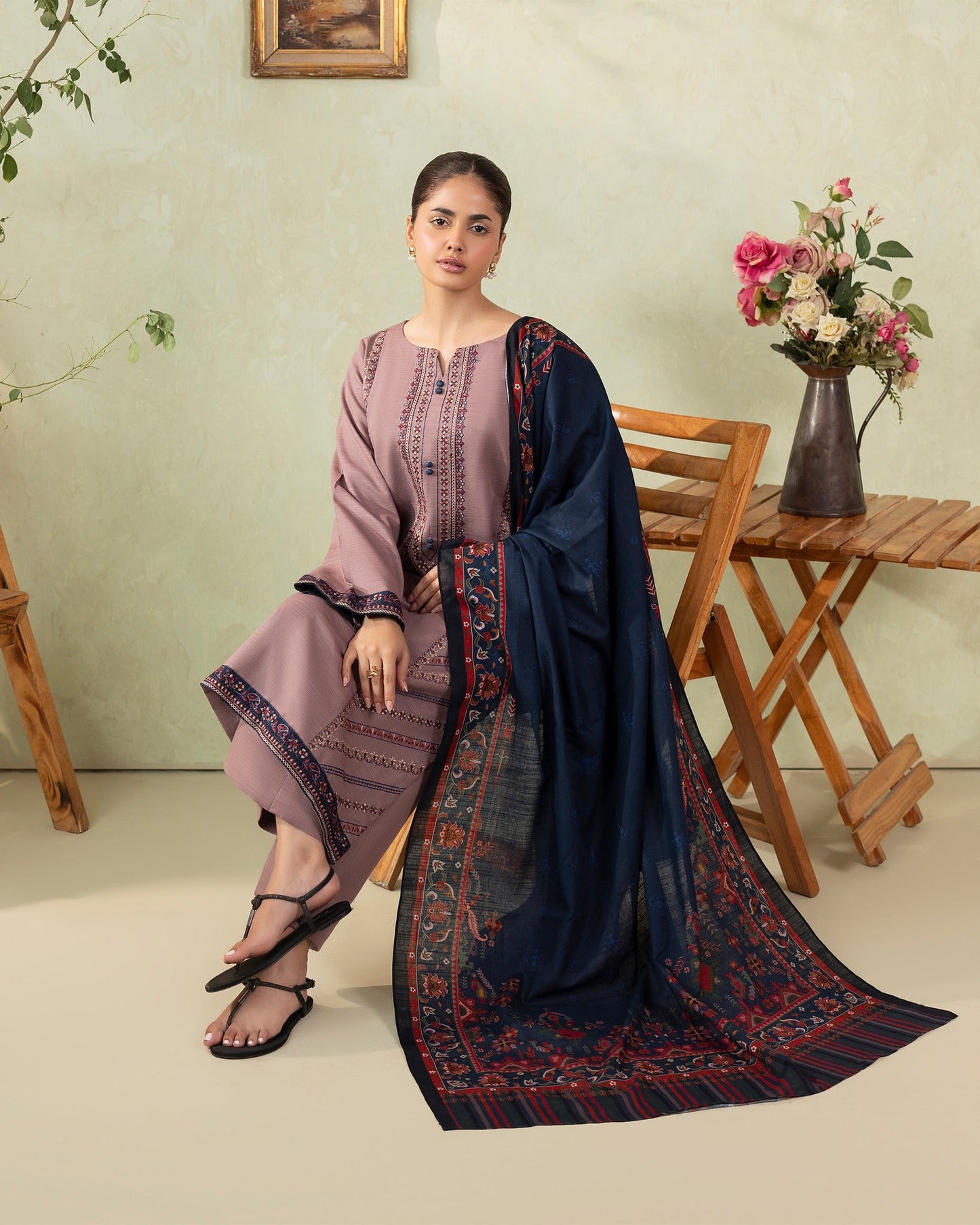 Winter 3PC Dhanak Embroidered Suit - kp33106