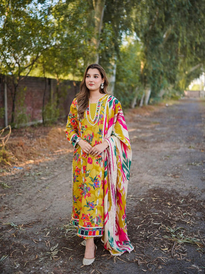 Winter 3PC Karandi Digital Print Dress - KP33419