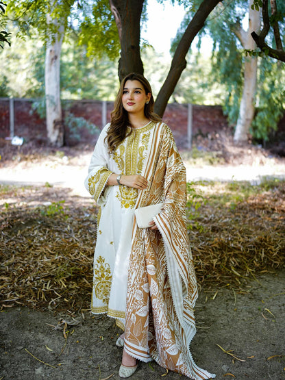 Winter 3PC Dhanak Embroidered Suit - kp33105
