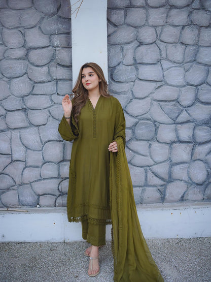 Winter 3PC Dhanak Embroidered Suit - kp33130