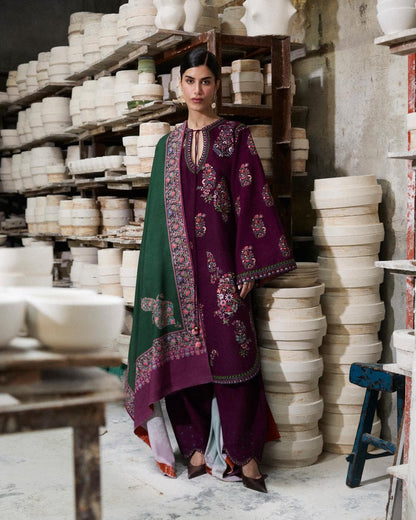 Winter 3PC Dhanak Embroidered Suit - kp33153