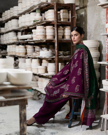 Winter 3PC Dhanak Embroidered Suit - kp33153