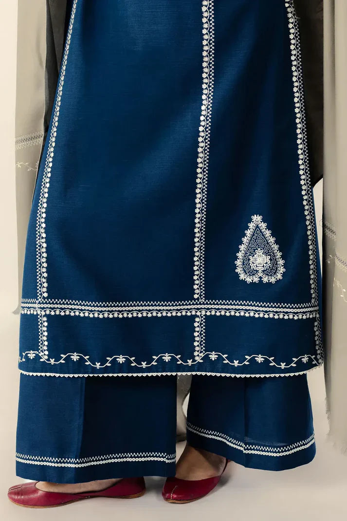 Winter   3PC Dhanak Embroidered Suit - kp33122