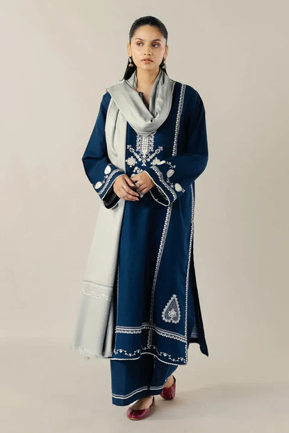 Winter   3PC Dhanak Embroidered Suit - kp33122