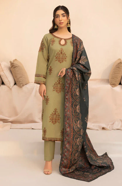 Winter 3PC Dhanak Embroidered Suit - kp3360