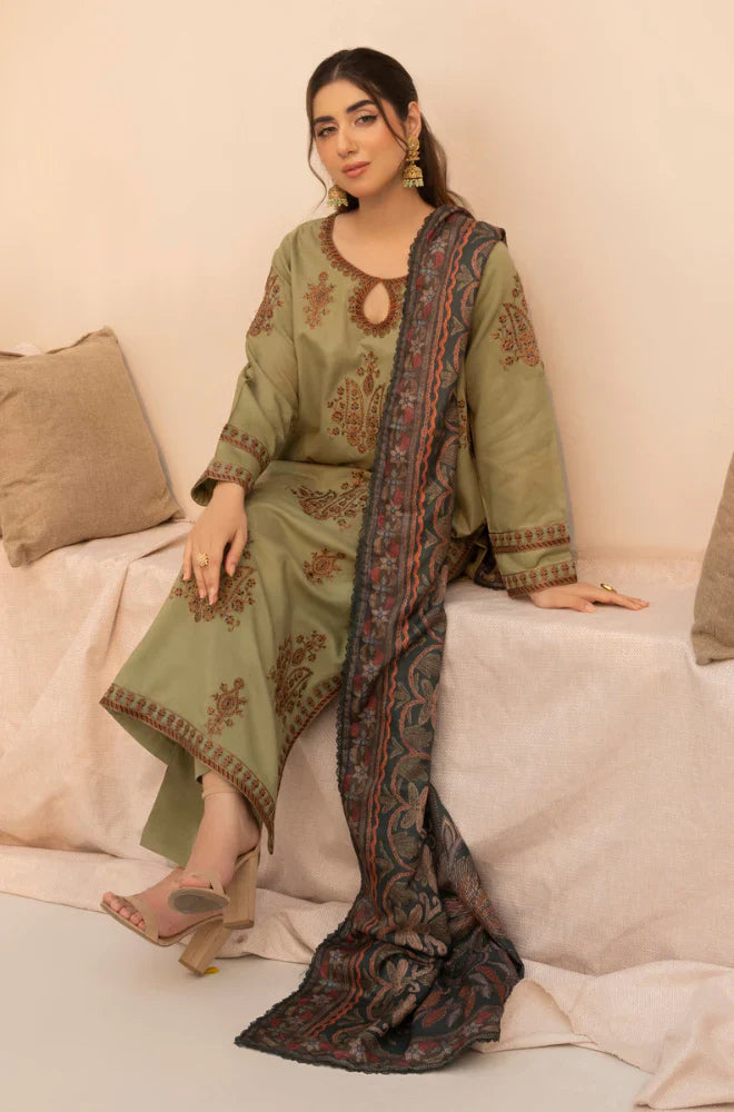 Winter 3PC Dhanak Embroidered Suit - kp3360