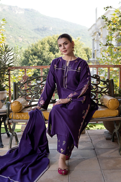 Winter 3PC Dhanak Embroidered Suit - kp33151