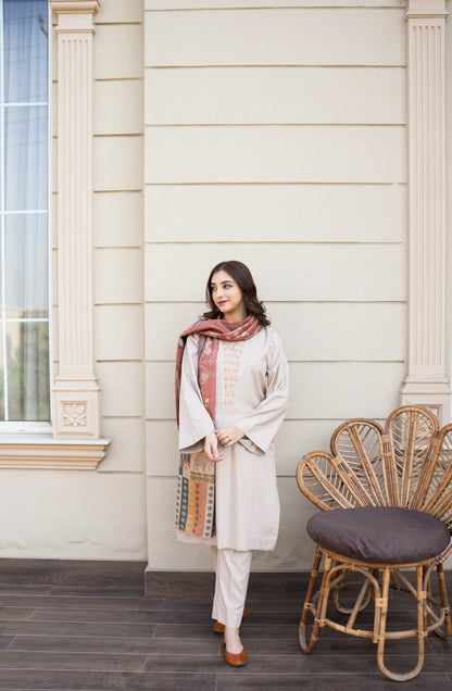 Winter 3PC Dhanak Embroidered Suit - KP3355