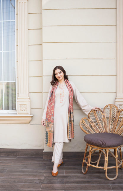 Winter 3PC Dhanak Embroidered Suit - KP3355