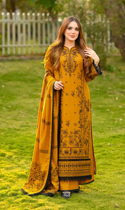 Winter 3PC Dhanak Embroidered Suit - kp33154