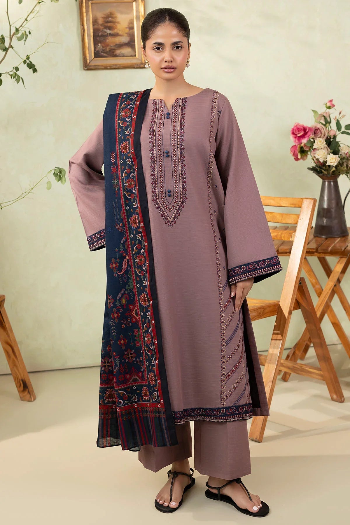 Winter 3PC Dhanak Embroidered Suit - kp33106