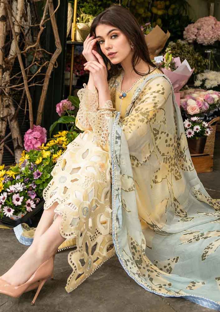 Summer 3PC Lawn Chikenkari Embroidered Shirt - KP1139