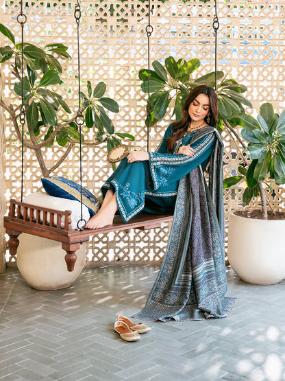 Winter 3PC Dhanak Embroidered Suit - kp33104