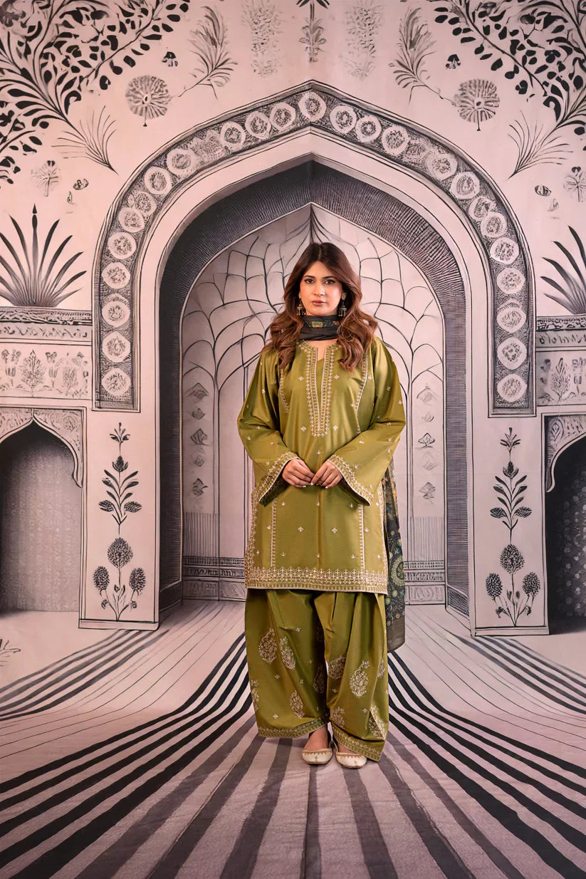Winter 3PC Dhanak Embroidered Suit - kp3344