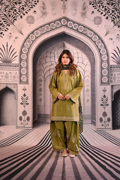Winter 3PC Dhanak Embroidered Suit - kp3344