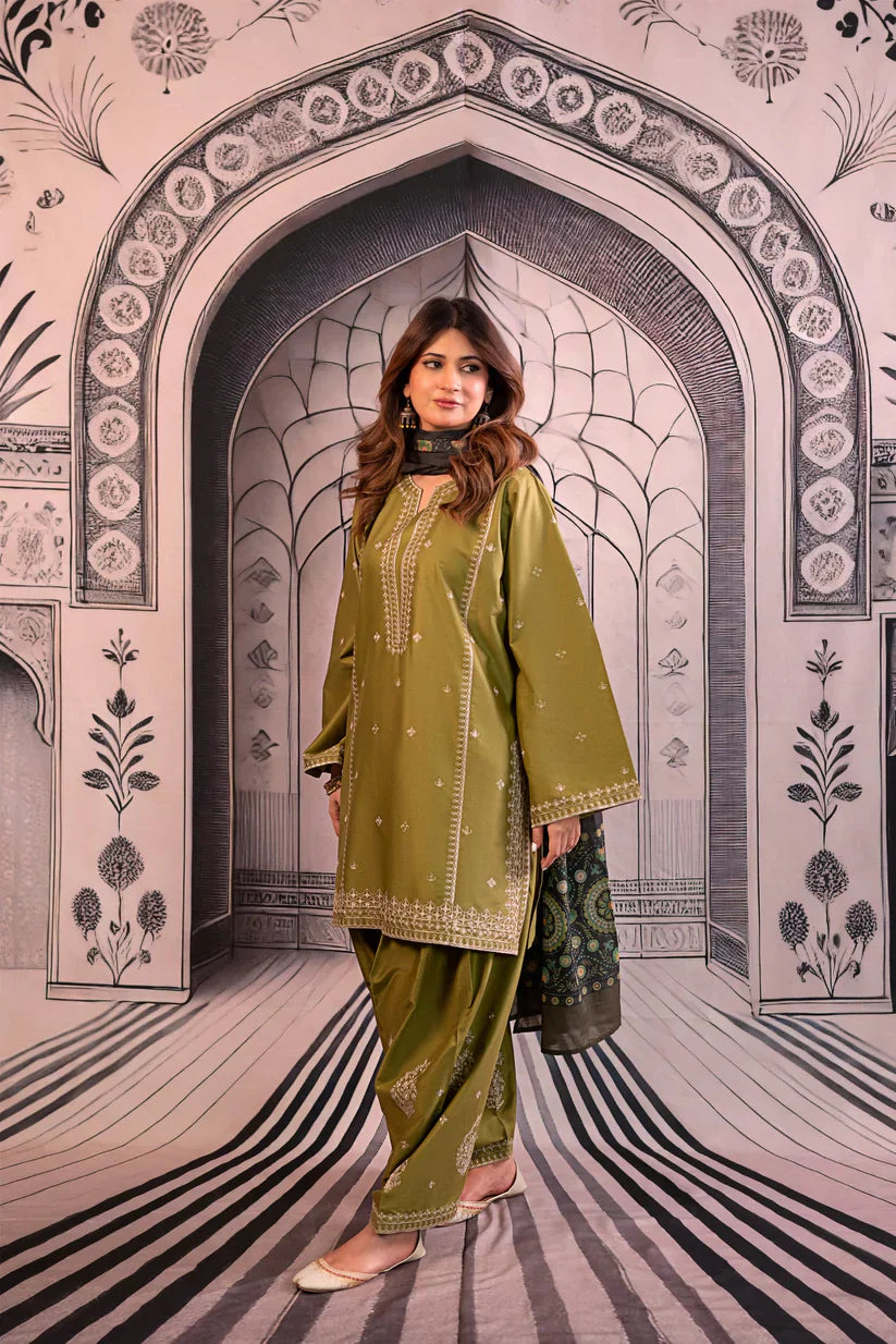Winter 3PC Dhanak Embroidered Suit - kp3344