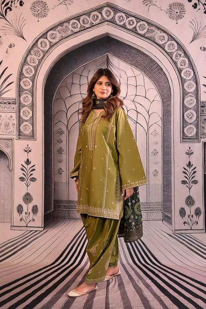 Winter 3PC Dhanak Embroidered Suit - kp3344