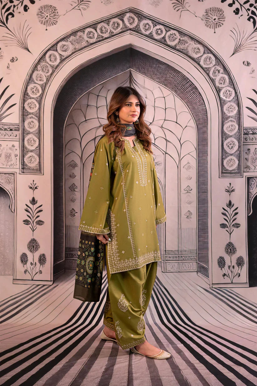 Winter 3PC Dhanak Embroidered Suit - kp3344