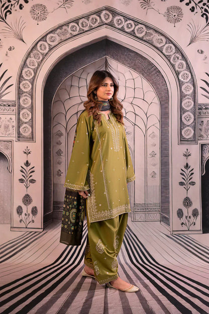 Winter 3PC Dhanak Embroidered Suit - kp3344