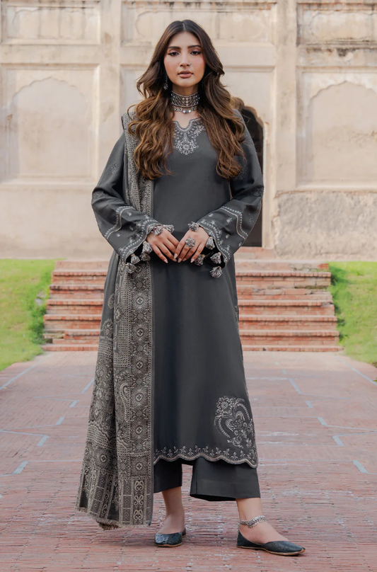 Winter 3PC Dhanak Embroidered Suit - kp33112