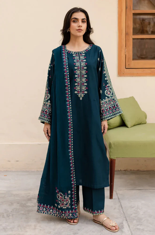 Winter 3PC Dhanak Embroidered Suit - kp33113