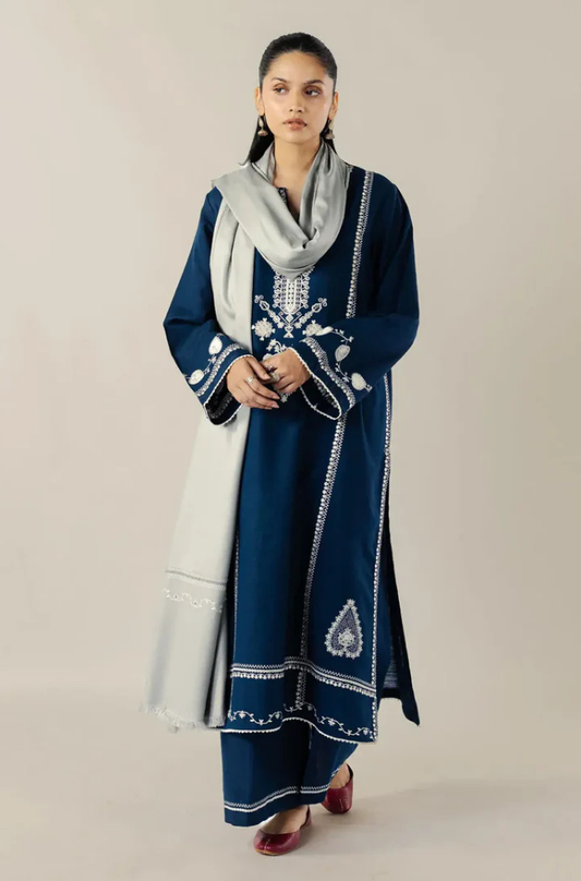 Winter   3PC Dhanak Embroidered Suit - kp33122