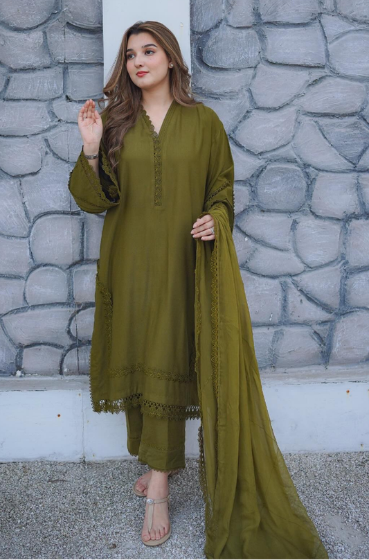 Winter 3PC Dhanak Embroidered Suit - kp33130
