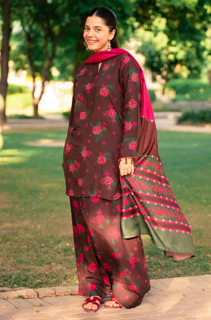 Winter  3PC Karandi Digital Print Dress - KP33148
